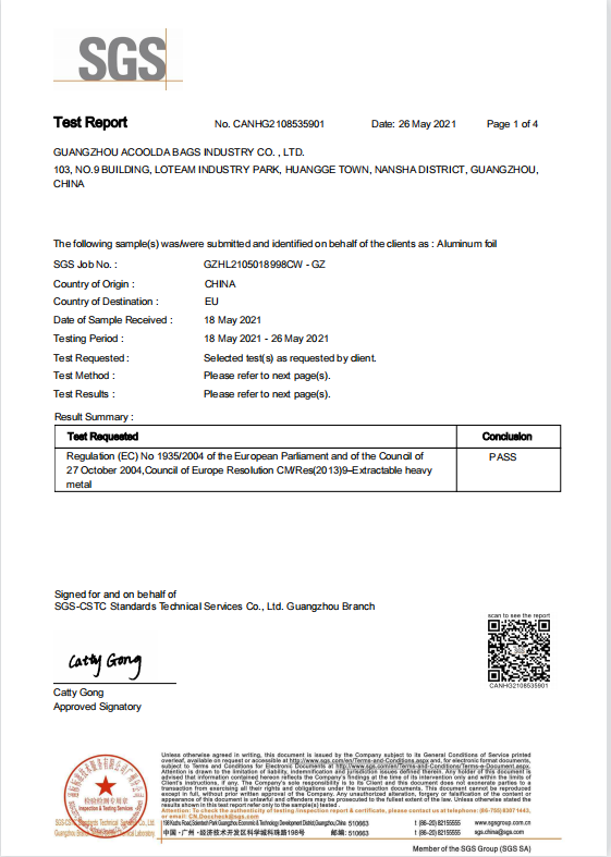 SGS Certification-Aluminum