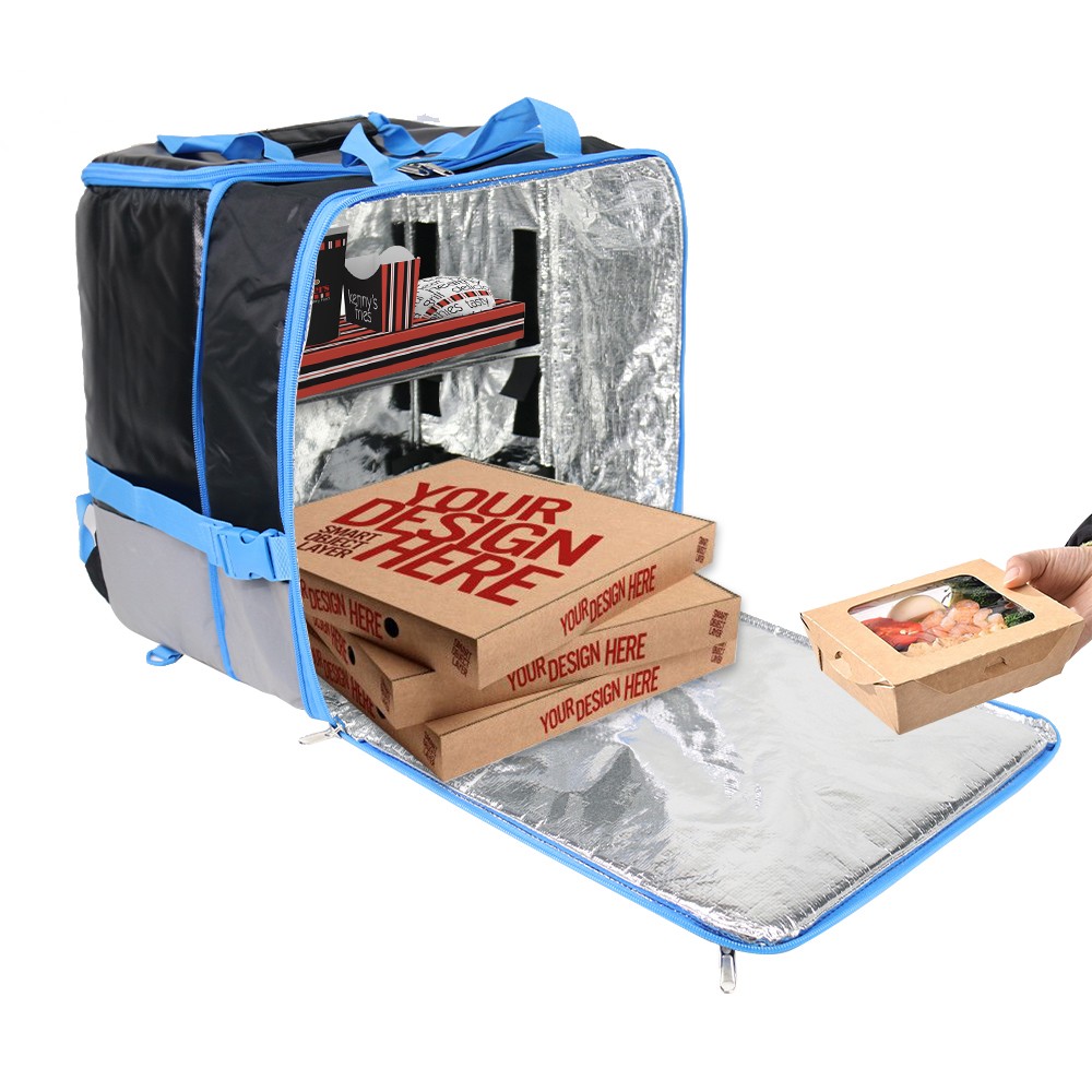 thumbnail interactive-video image 1 of Insulated Food Delivery Backpack - Large Pizza Delivery Bag With Reflective Strips For Uber Eats & DoorDash 1 of 5