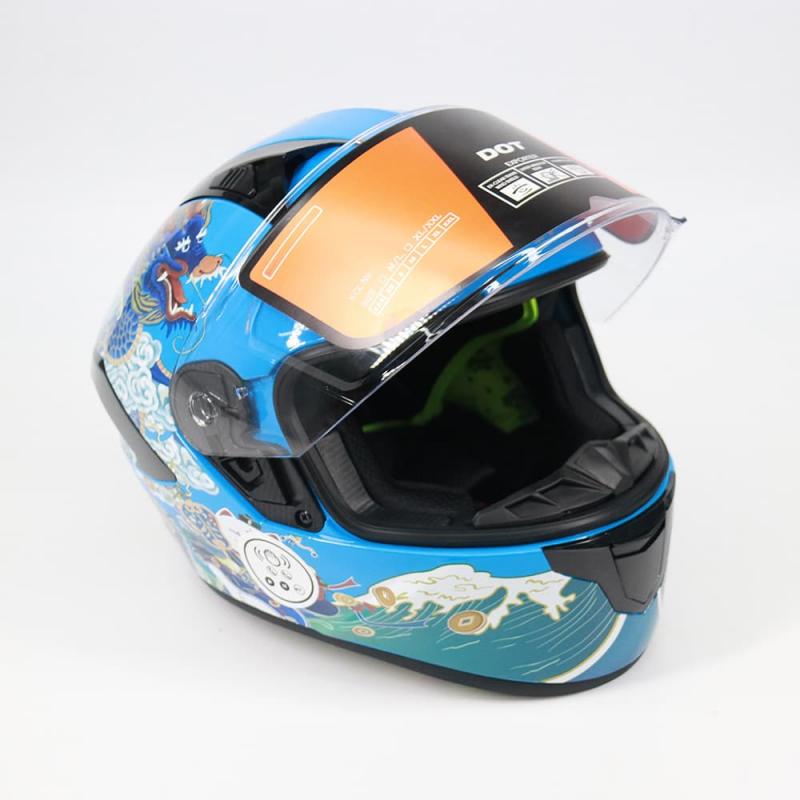 DOT Motorcycle Helmet Full Face Gloss Blue