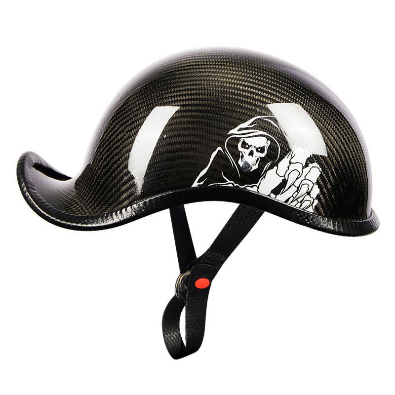 Black Freedom Skull Motorcycle Half Helmet for Men & Women - Adult Unisex Skull Cap for Bike Scooter ATV UTV