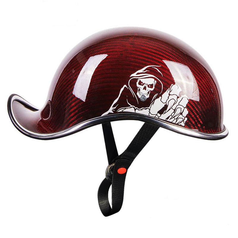 Black Freedom Skull Motorcycle Half Helmet for Men & Women - Adult Unisex Skull Cap for Bike Scooter ATV UTV