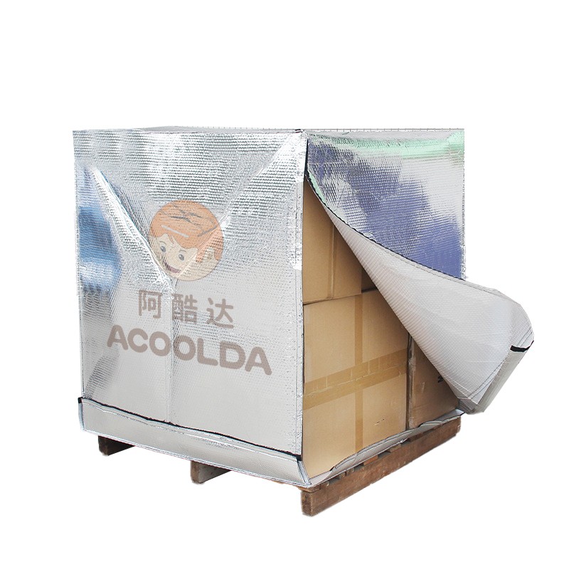 thermal pallet cover, aluminum foil insulation wrap, insulated pallet cover, cold chain shipping wrap, 7-layer pallet cover, reusable thermal cover, custom insulated pallet liner, pallet thermal protection, B2B cold chain solution, temperature contro