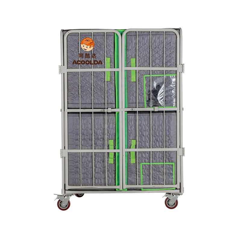 mobile insulated logistics cart, thermal trolley, cold chain container, insulated transport cart, reusable cold chain solution, zipper Velcro insulated cover, foldable logistics cart, dual-compartment trolley, temperature-controlled transport, B2B co