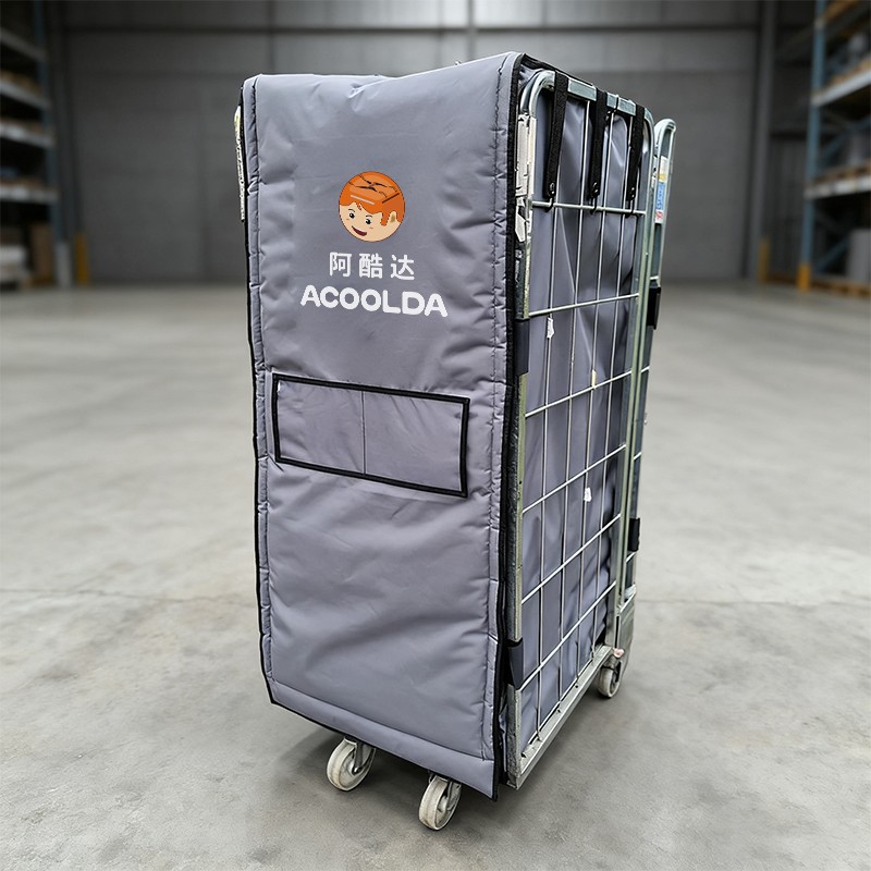 insulated roll cage covers, insulated roll cage liner, frozen roll cage liner, thermal roll cage liner, pallet insulated cover, thermal insulation cover, cold chain logistics, supermarket delivery, warehouse storage, frozen food transport, reusable i