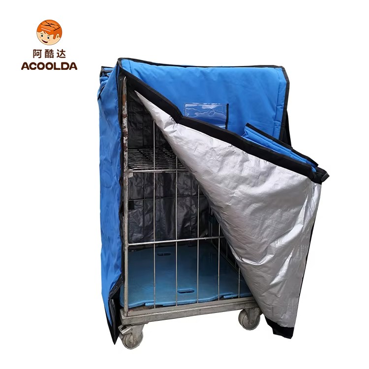 pallet insulated cover, insulated roll cage covers, insulated roll cage liner, frozen roll cage liner, thermal insulation cover, thermal roll cage liner, supermarket cold chain, fruit transport cover, seafood insulated cover, flower preservation cove