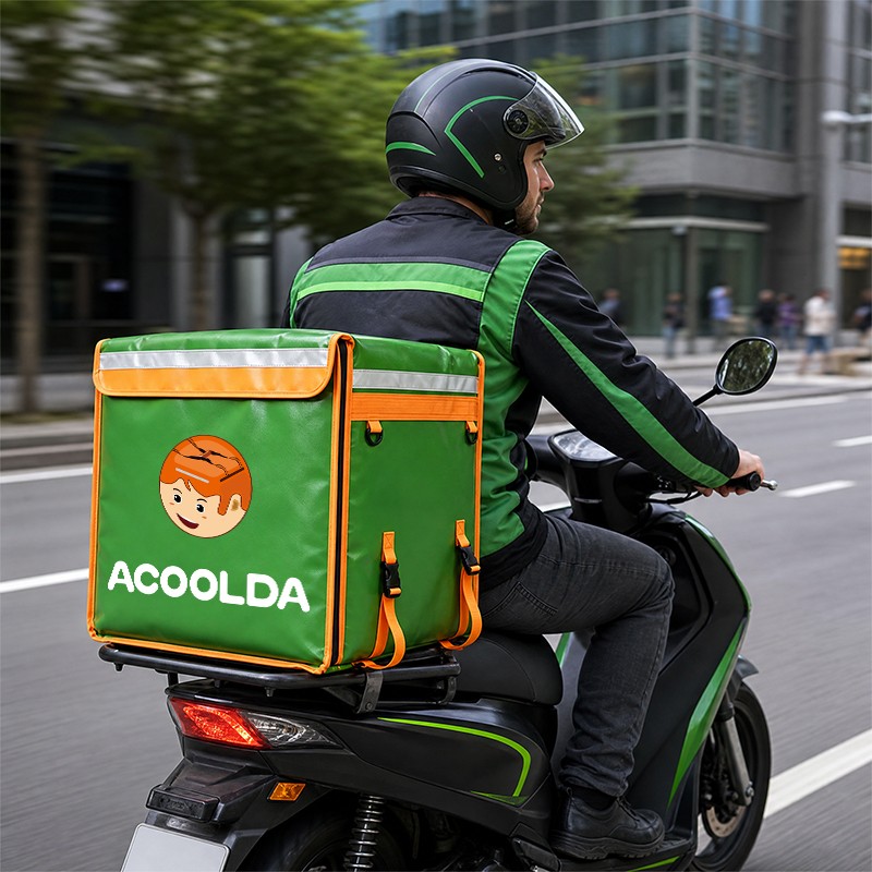 motorcycle delivery box, tail rack food trunk, rear carrier delivery bag, scooter thermal cargo container, e-bike insulated box wholesale, fleet rear mount carrier, custom branded takeaway box, restaurant logistics trunk