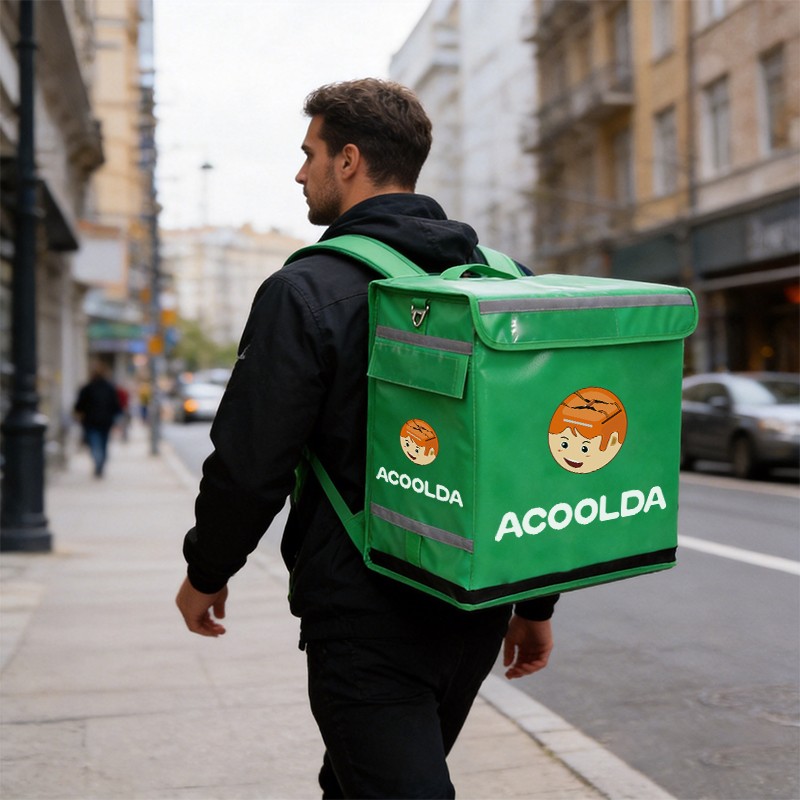 reflective delivery backpack, high visibility courier bag, thermal transit pack, insulated night delivery box, takeaway backpack wholesale, restaurant fleet delivery pouch, food logistics transport container, professional courier carrier
