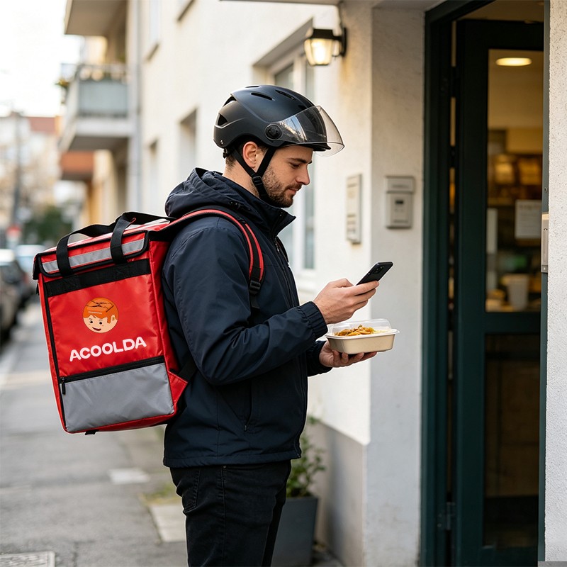 64L insulated food delivery backpack, B-046 delivery backpack, insulated food delivery backpack, red food delivery backpack, restaurant delivery backpack, takeaway delivery backpack, reflective food delivery bag, food courier backpack, bike courier d