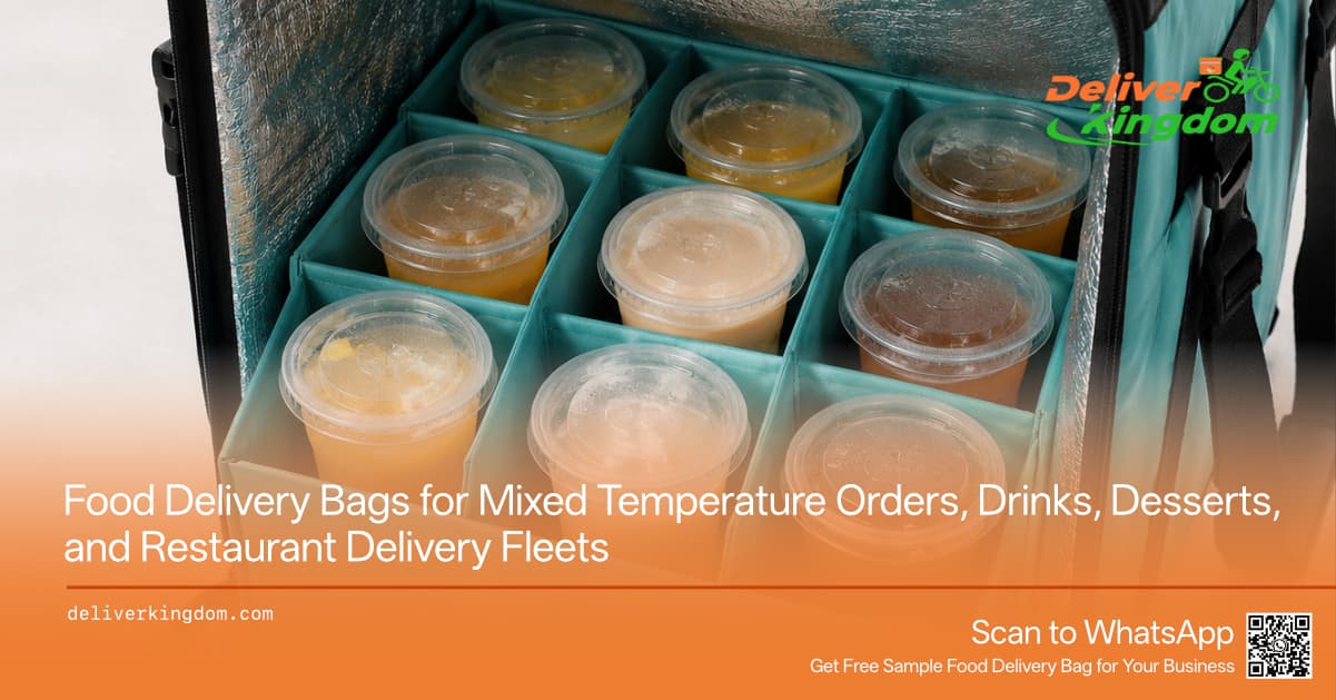 Food Delivery Bags for Mixed Temperature Orders, Drinks, Desserts, and Restaurant Delivery Fleets