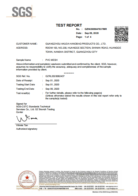 SGS Certification-TPU Material